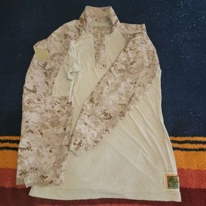 USMC Marines Frog Combat Ensemble Shirt Desert Marpat 1/4 Zip Tan Size L-R